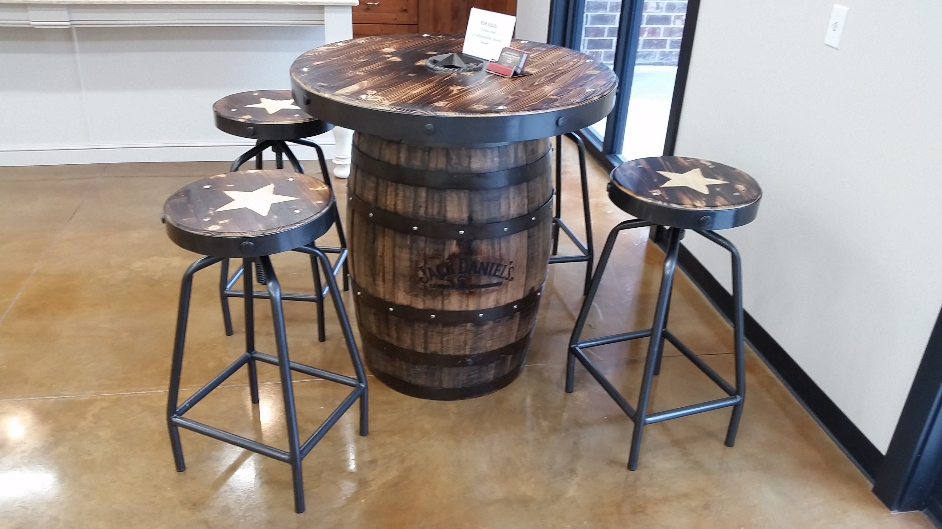 Jack Daniels Whiskey Barrel Pub Table And Adjule Bar 50