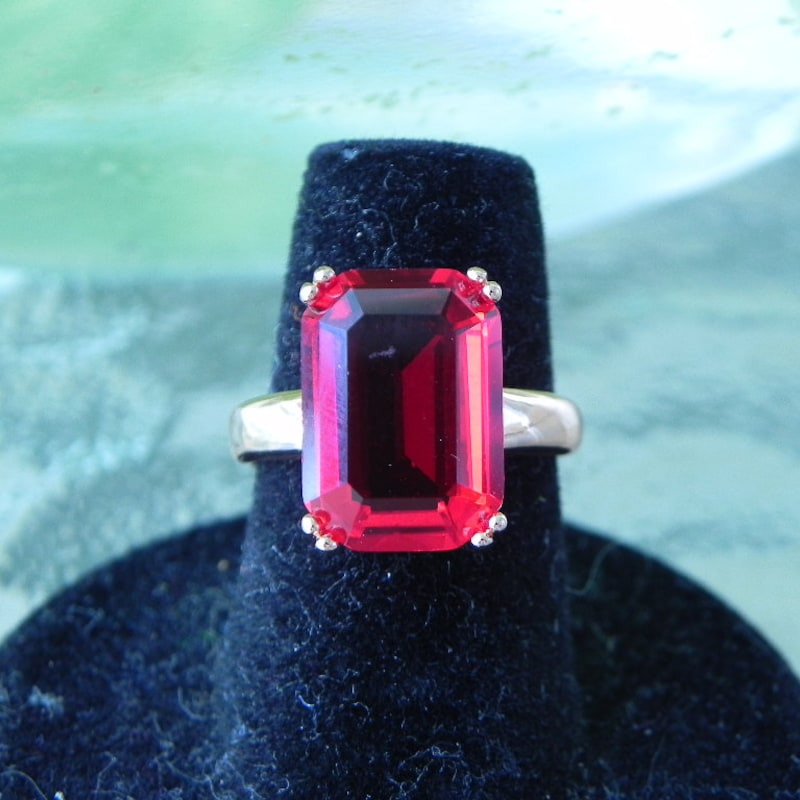 Emerald Cut Ruby Ring - Etsy