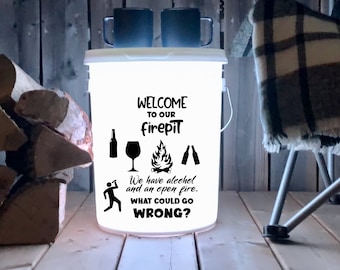 Camping Bucket - Drinking at Firepit What can do wrong? - Digital - svg, cut file, dxf
