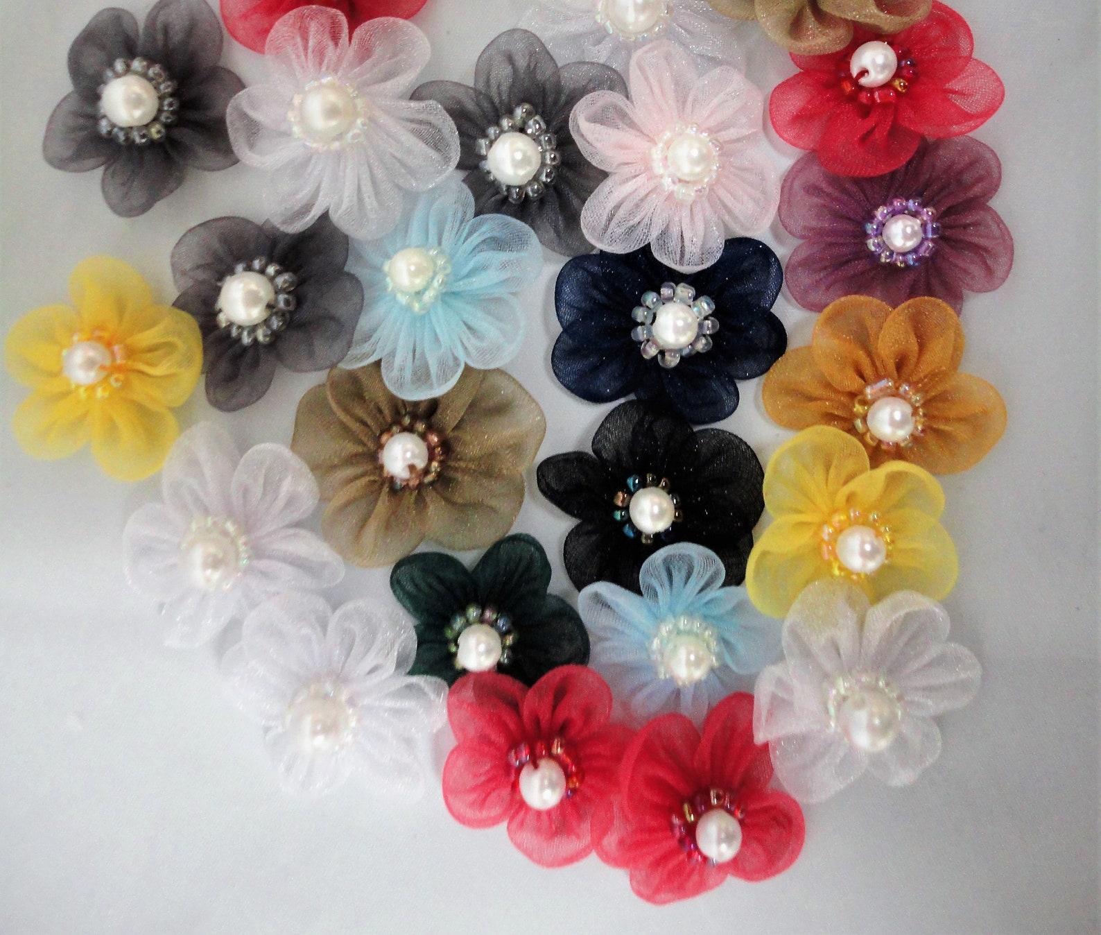 1 Organza Flowers With 5 Petals Applique Sewing Craft - Etsy UK