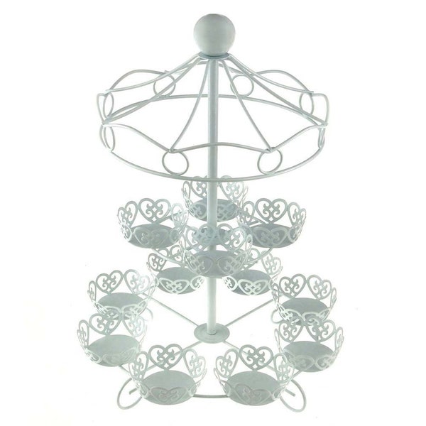 Charmed Iron Carousel Cupcake Stand 12 counts, White dessert stand tower