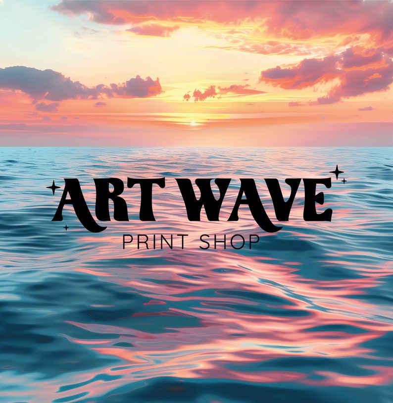 Vibrante puesta de sol en el océano Paisaje de impresión digital Arte colorido de la pared del mar Decoración imprimible imagen 5