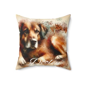 Custom Photo Watercolor Dog Throw Pillow, Personalized Dog, Gift for him, gift for her, mothers Day image 7
