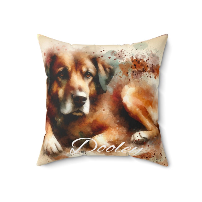 Custom Photo Watercolor Dog Throw Pillow, Personalized Dog, Gift for him, gift for her, mothers Day image 7