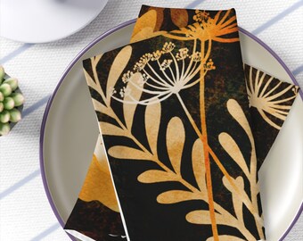 Fall Floral Napkins, Dark Brown, Fall decor, Thanksgiving leaves, fall colors, autumn napkins, table settings