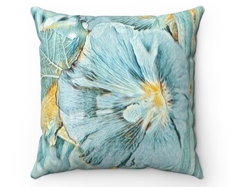 Blue Floral pillow, gift for her, colorful floral pillow, summer pillow, wildflower pillow