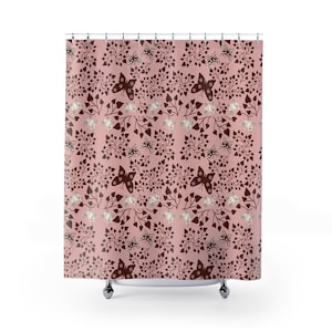 Pink Butterfly, gift for her, home decor, Botanical Shower Curtains Housewarming Gifts Bathroom Refresh Gifts 71x74 inches image 1