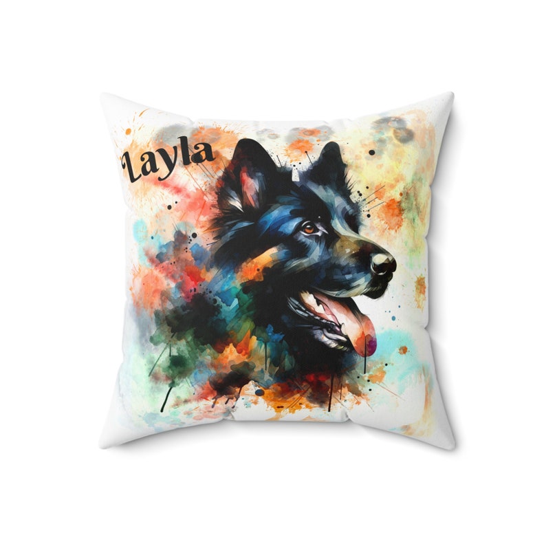 Custom Photo Watercolor Dog Throw Pillow, Personalized Dog, Gift for him, gift for her, mothers Day image 1