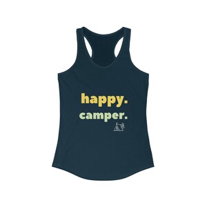 Happy Camper Shirt, camping Shirt, Mountain racerback, Hiker tank top, Nature Lover tank, Camping Gift, Vacation Shirt Solid Midnight Navy