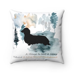 Long Haired Dachshund Dog Pillow,  Custom Dog Pillow, Personalized Pet Pillow,  Home Decor, Gift For Her