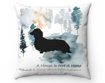 Long Haired Dachshund Dog Pillow,  Custom Dog Pillow, Personalized Pet Pillow,  Home Decor, Gift For Her