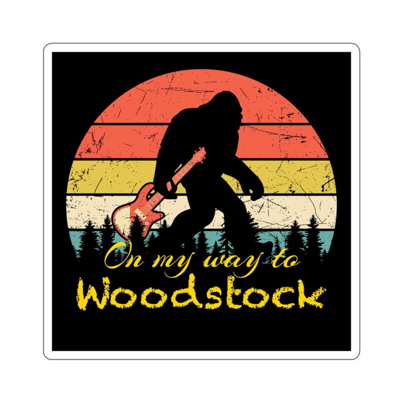 Woodstock Bigfoot Musician Kiss-Cut Stickers, guitar sticker, decal image 2