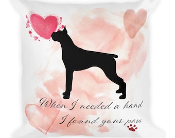 Boxer Dog Silhouette,  Custom Dog Pillow, Personalized Pet Pillow,  Home Decor, Gift For Her