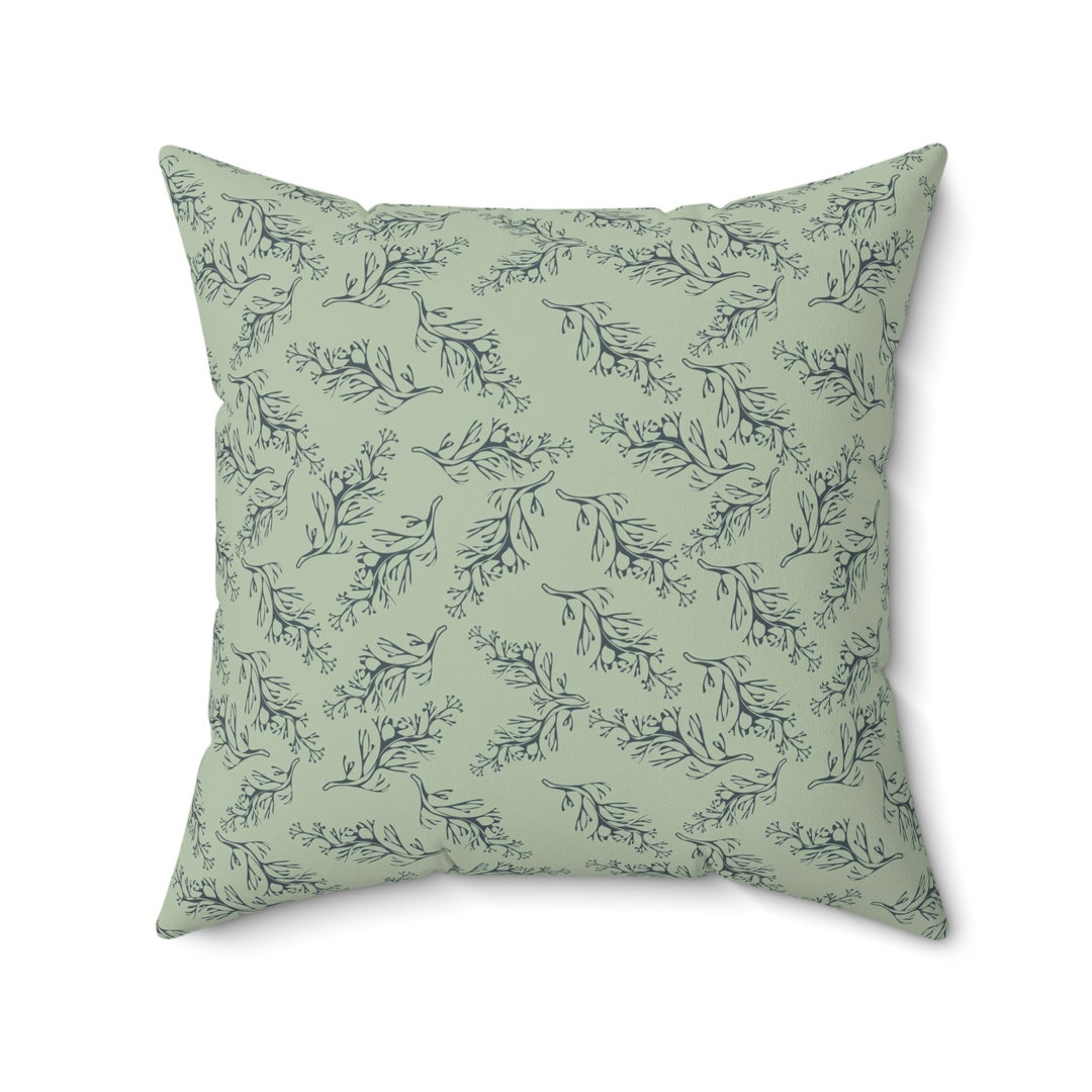 Green Floral Throw Pillownull