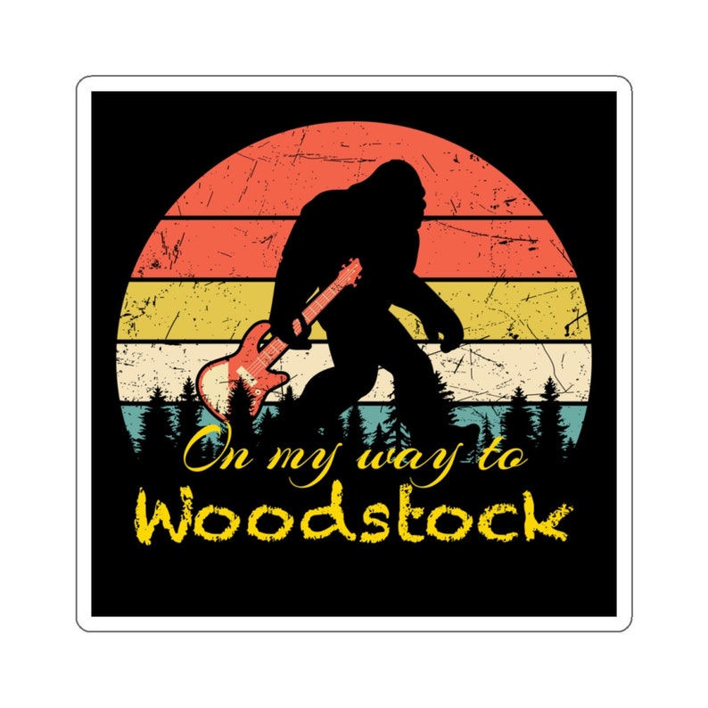 Woodstock Bigfoot Musician Kiss-Cut Stickers, guitar sticker, decal image 7