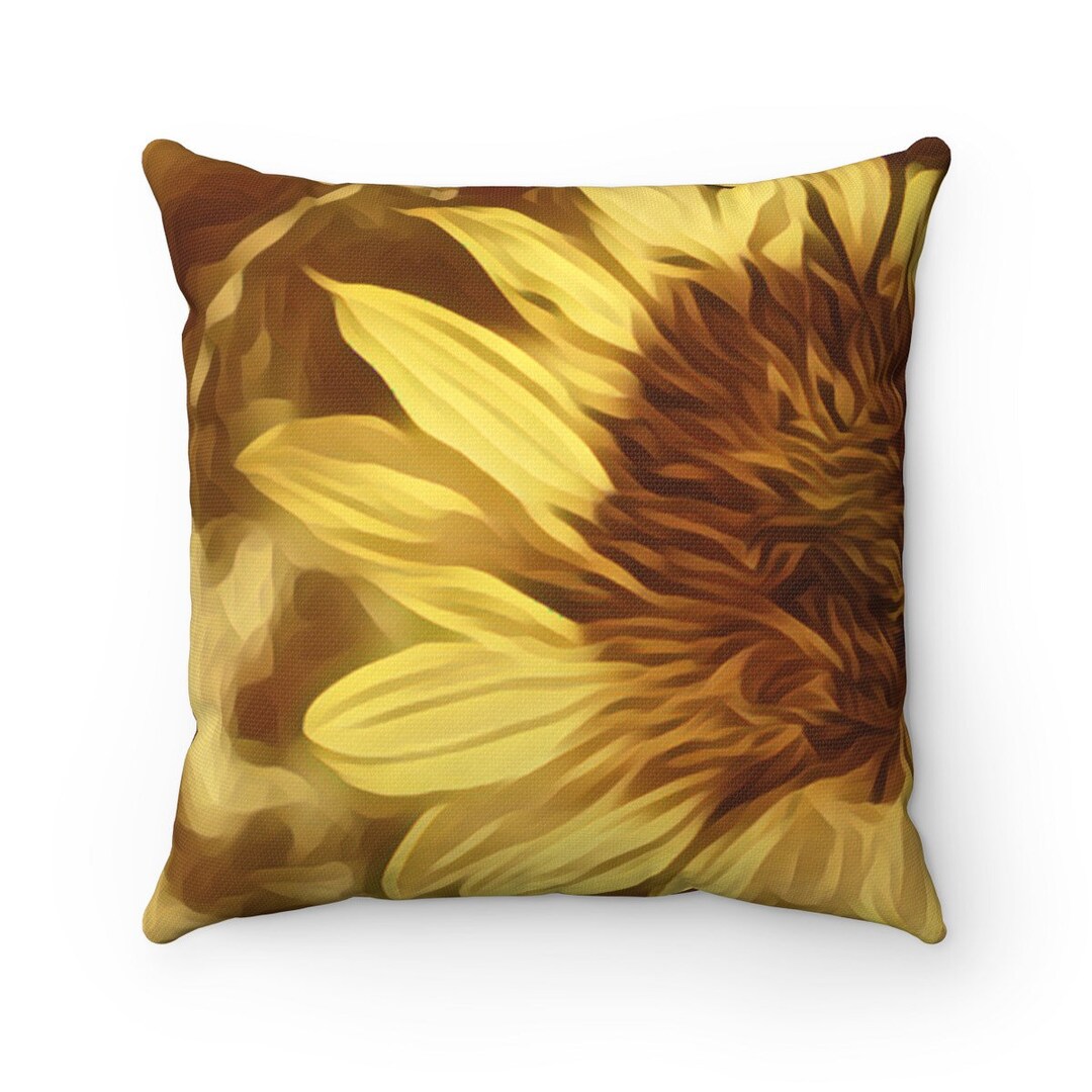 Sunflower Yellow Floral Throw Pillow, Gift for Her, Home Decor, Gift