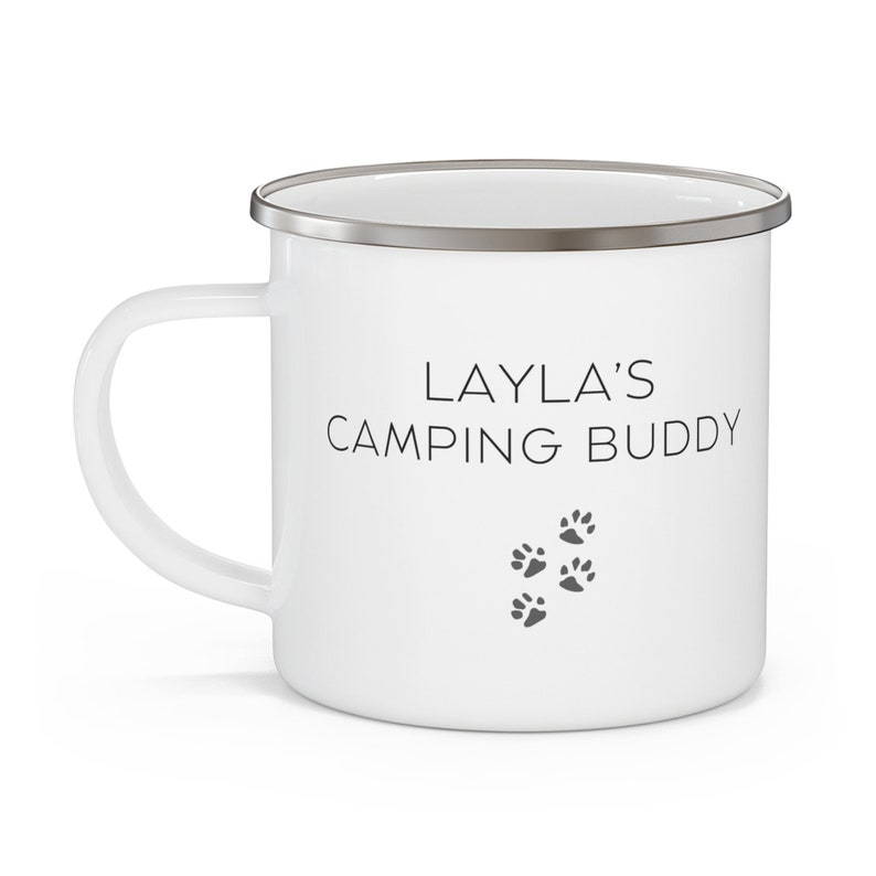 Camping Buddy Dog Mug, Dog Gift, Personalized Dog Mug, Dog Coffee Mug, Custom Dog Gift, Gift for her, Gift for him, Enamel Camping Mug image 4