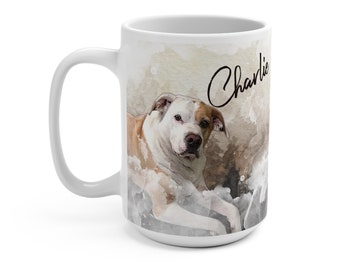 Personalized Pet Mug, Dog Coffee Mug, Pet Memorial, Gift Idea for Dog Lovers, Dog Mom, Custom Dog Portrait, Digital Proof within 48HRS