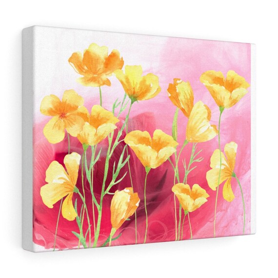 Yellow Floral Canvas gift for her floral art canvas print Etsy