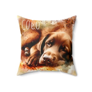 Custom Photo Watercolor Dog Throw Pillow, Personalized Dog, Gift for him, gift for her, mothers Day image 2
