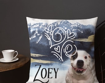 Custom Pet Portrait Pillow, Seascape Pillow, Dog Lover, Home Decor, Gift For Her