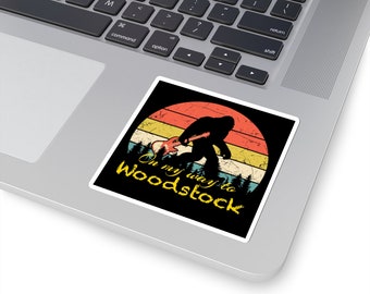 Woodstock Bigfoot Musician Kiss-Cut Stickers, guitar sticker, decal