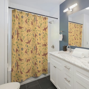 Birds Shower Curtain | Animals Shower Curtains |  Housewarming Gifts | Bathroom Refresh Gifts | 71x74 inches | Spun Polyester