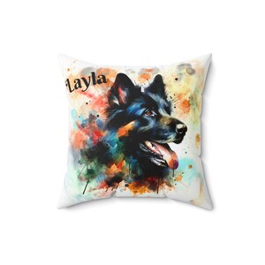 Custom Photo Watercolor Dog Throw Pillow, Personalized Dog, Gift for him, gift for her, mothers Day image 3