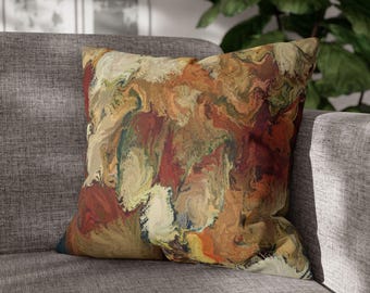 Fall Leaves Pillow, Autumn Floral Throw Pillow, Rustic Cabin Decor, Lodge & Mountain Home Accent Pillow