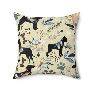 Dogs and Flowers, Square Pillow, Gift for Her, Home Decor, Throw Pillow