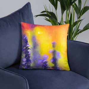 Bright Colorful, Accent, Throw Pillow, Purple and yellow pillow case, summer throw pillow, spring decor