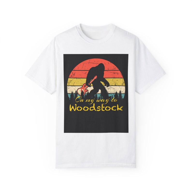 Bigfoot Woodstock Unisex Garment-Dyed T-shirt, guitar, rock, music, rock legends, Woodstock festival, retro tshirt image 6