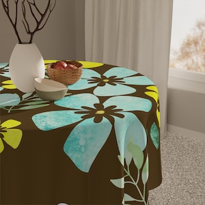 Brown, Green, purple or blue Floral round Tablecloth, 55x55, square table cloth
