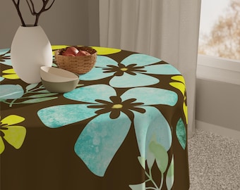 Brown, Green, purple or blue Floral round Tablecloth, 55x55, square table cloth