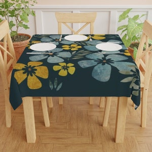 Floral Tablecloth, Round Tablecloth, Square Tablecloth, Green, Purple, Blue Tablecloth