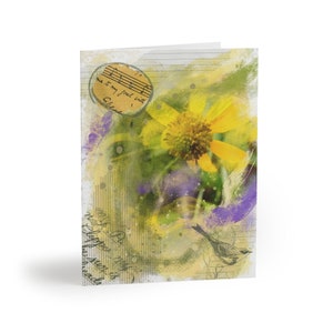 Biglietto d'auguri girasole, biglietto d'auguri giallo, cartoline, cartoline floreali, scatola di cartoline