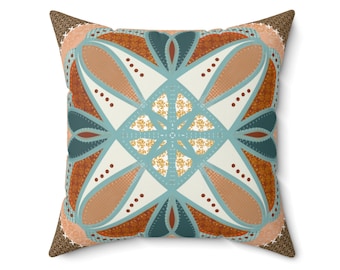 Orange and Fall Colors Quilted Pattern Square Pillow