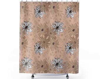 Daisies Floral Shower Curtain | Botanical  Shower Curtains |  Housewarming Gifts | Bathroom Refresh Gifts | 71x74 inches | Spun Polyester