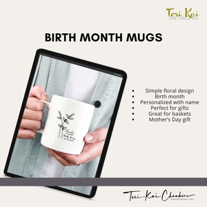 Custom Birth Month Birth Flower Mug, Plant Mom Mug, Mother's Day Gift, Gift for her, Mothers Day Mug, Plant Lover Gift, Garden Mug image 2