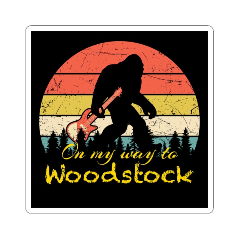 Woodstock Bigfoot Musician Kiss-Cut Stickers, guitar sticker, decal image 4