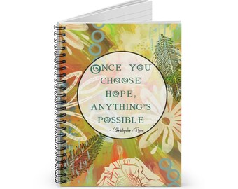 Motivational Journal, Personalized journal, Spiral Notebook Journal, College Ruled Paper, Floral Watercolor