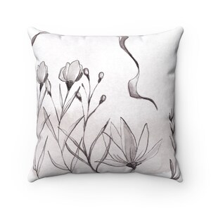 Gray flowers, gray and white floral Throw Pillow, Winter Decor, Winter Pillow, Home Decor, Gift For Her, gift for her, interior decorations