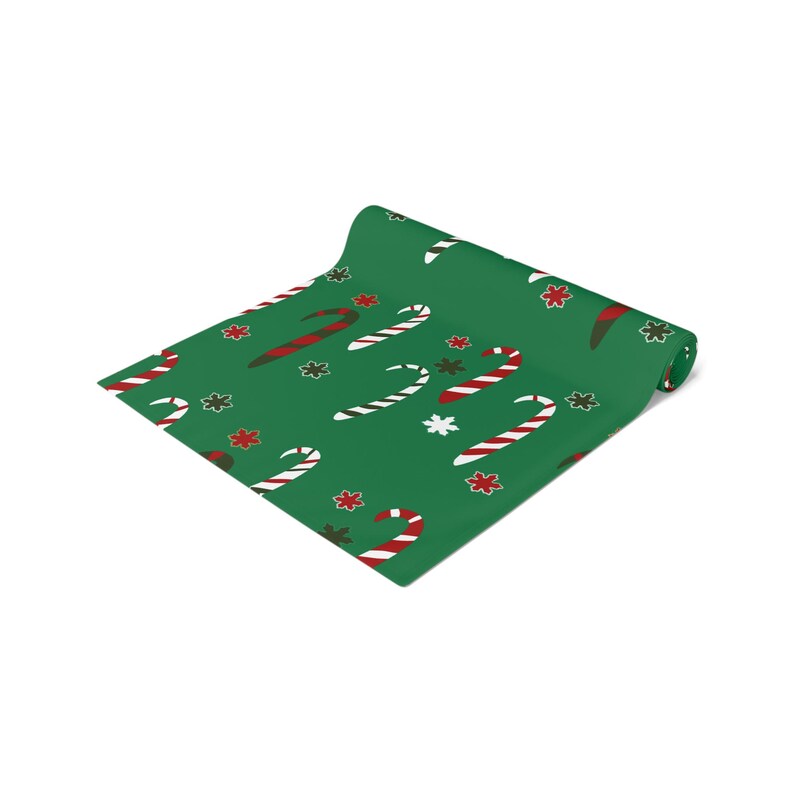 Dark Green Candy Cane Table Runner cotton, Poly Etsy