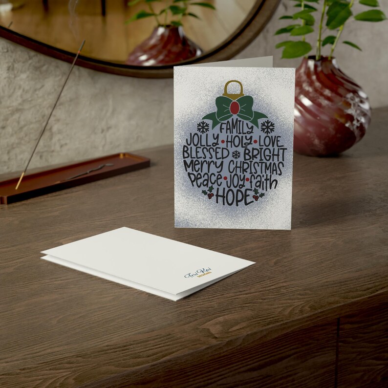 Holiday Ornament Greeting Cards, Christmas 5x7 With Envelopes Set of 10