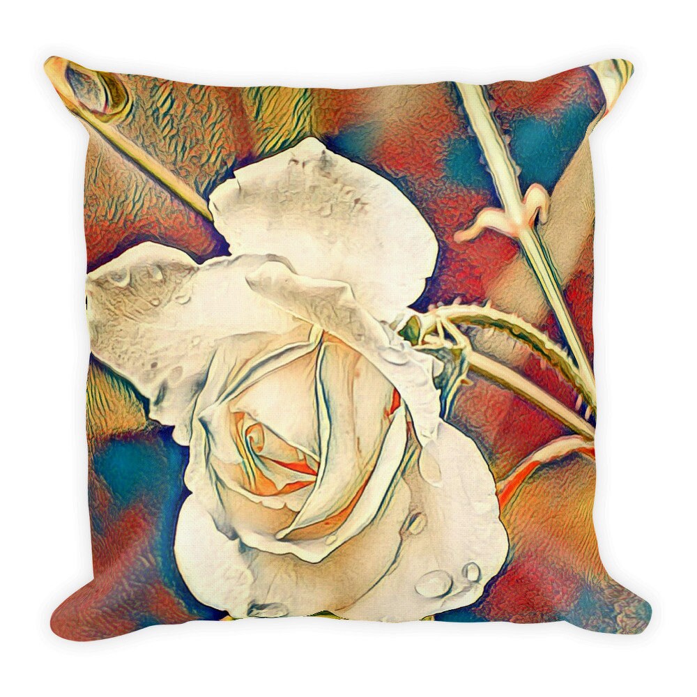 Rose Throw Pillow Floral throw pillow white rose throw Etsy
