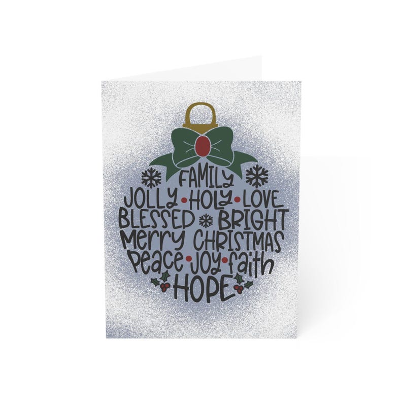 Holiday Ornament Greeting Cards, Christmas 5x7 With Envelopes Set of 10