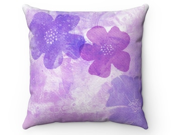 Purple floral pillow,  Throw Pillow Cover and Insert, gift for her, purple and white pillow, gift for her, interior decorations