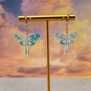 Mini Iridescent Moth Earrings | Luna Moth Earrings