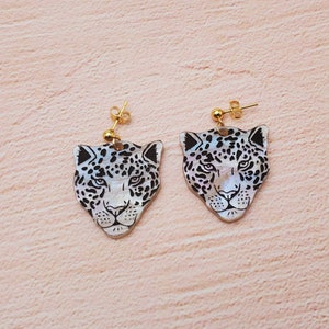 jaguar earrings on 18k gold plated ball posts | big cat earrings | acrylic