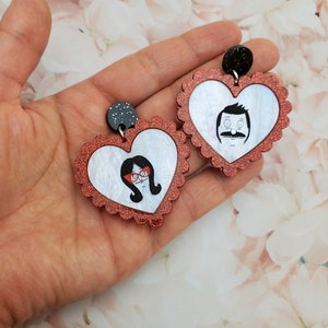 bob & linda heart earrings | bobs burgers inspired | layered acrylic